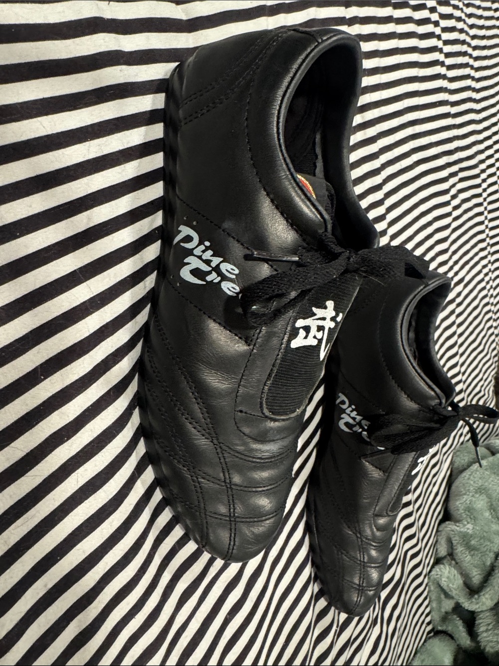 Vintage Pine Tree Sang Moo Martial Arts Shoes Size 8 Black Leather Made in Korea